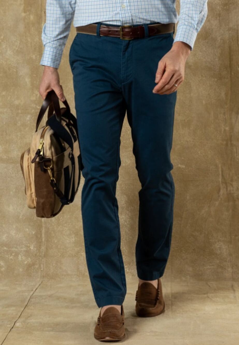 NWT Duck Head Slim Fit Gold School Chino Mallard Blue 35x32